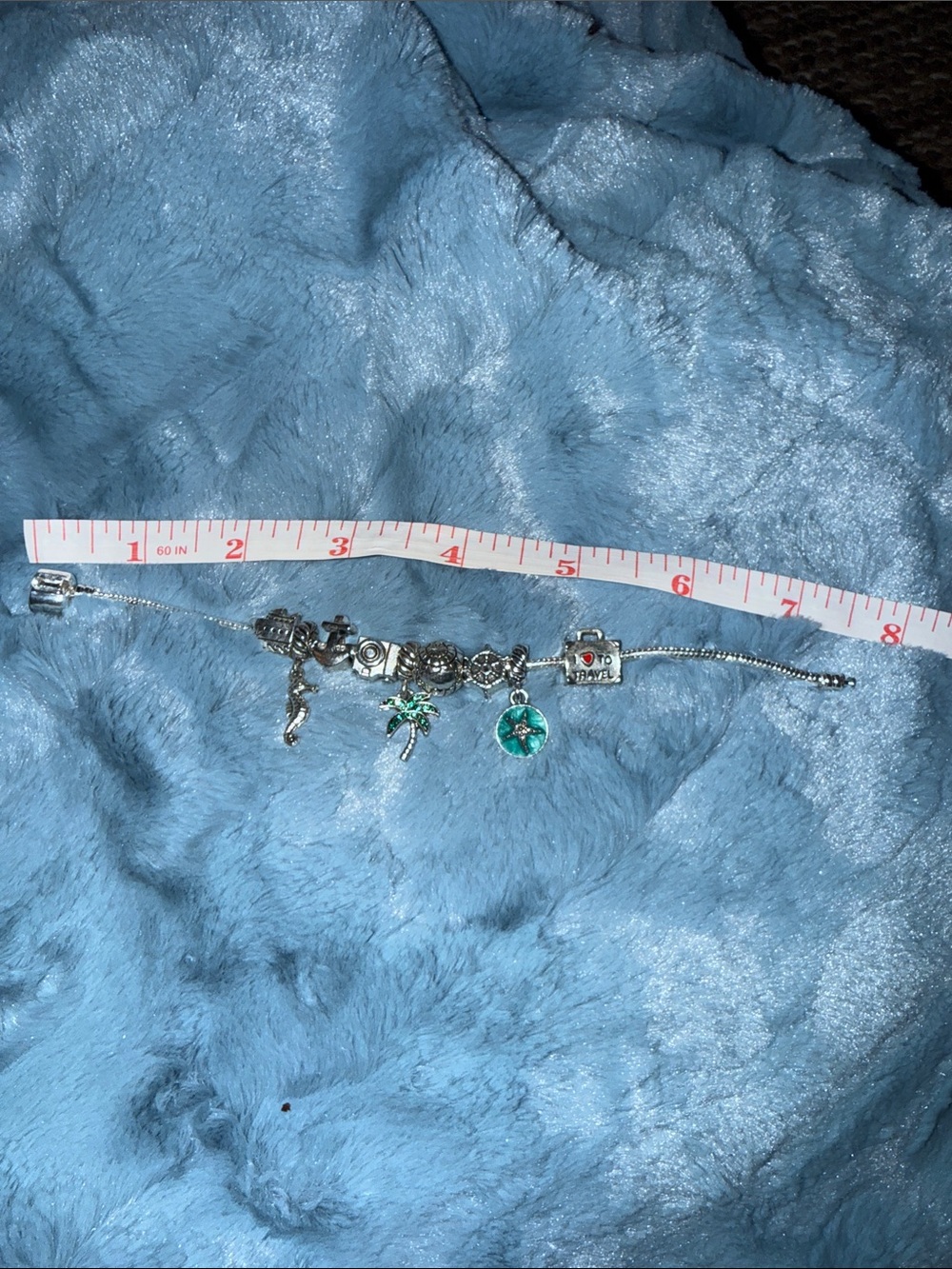 Gold-Tone Travel Charm Bracelet with Green Starfish Accent - Picture 2 of 5